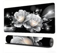White Mouse Pad 1500 x 800 x 3 mm XXL Desk Mat Rose Mouse Mat, Extended Japanese Mousepad Large Desk Pad with Non-Slip Base and Stitched Edge Office Accessories for Home Computers Gaming Work,Model949
