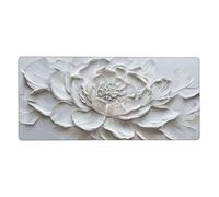 White Mouse Pad 600 x 300 mm Large Mouse Mat Flower Desk Mat with Water Resist Surface，XXL Mousepad with Anti-Slip Rubber Base，Extended Gaming Mouse Pads for Desktop Decor，Gift for Women/Men M938