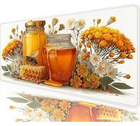 White Mouse Pad,700x400x3mm Mouse Mat Honey Desk Mat Large, Soft Smooth Surface with Anti-Slip Rubber Base Mousepad Waterproof, Durable, Extended Length Desk Pad for Gaming Christmas Decorations N1-52