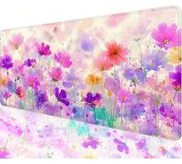 White Mouse Pad,800x400x3mm Mouse Mat Flower Desk Mat Large, Soft Smooth Surface with Anti-Slip Rubber Base Mousepad Waterproof, Durable, Extended Length Desk Pad for Christmas Decorations N1-329
