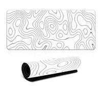 White Mouse Pad, Gaming Mouse Mat XXXL Desk Pad Large Keyboard Mat 800 X 300 X 3mm Minimalist Topographic Mousepad with Anti Slip Base Keyboard Mats for Desk Home Office Gaming