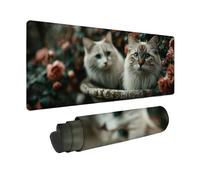 White Mouse Pad Large 1200x600x3mm, Cat Mouse Mat Waterproof Desk Mat with 3MM Stitched Edges, Non-Slip Rubber Base Mousepad Computer Accessories for Gaming, Office, Gifts for Women -zjn2509WN5208Z4