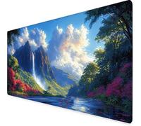White Mouse Pad Large 120x60cm, Landscape Gaming Mouse Pad Waterproof Desk Mat with 3MM Stitched Edges, Non-Slip Rubber Base Mousepad Computer Accessories for Gaming, PC, Office, Gifts -yym2509BI