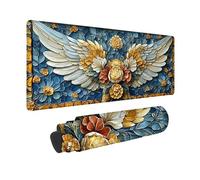 White Mouse Pad Large 48 x 24in, Wing Gaming Mouse Pad Waterproof Desk Mat with 3MM Stitched Edges, Non-Slip Rubber Base Mousepad Computer Accessories for Gaming, PC, Laptop, Office, Gifts -hjw2601K7