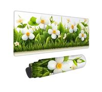 White Mouse Pad Large 900x400x3mm, Flowers Gaming Mouse Pad Waterproof Desk Mat with 3MM Stitched Edges, Non-Slip Rubber Base Mousepad Computer Accessories for Gaming, PC, Laptop, Office -hjw2601I5