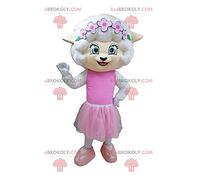 White mouse REDBROKOLY Mascot dressed as a dancer