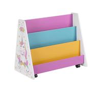 White Movable Bookcase with Chalkboard for Kids