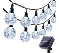 (White) Moxled Solar Garden Lights Outdoor, 60 LED 36ft Solar String Lights Waterproof, Solar Powered Crystal Ball Decorative Lights for Garden, Patio, Yard