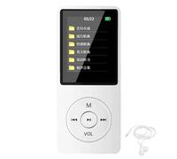 White MP3 Player with Wireless, 1.8 Inch LCD Screen, Included Earphones, Portable Slim Music Player, External Speaker, Supports up to 64GB Micro SD Card