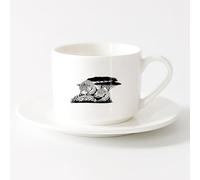 White Mugs Cheetah Leopard Family Romantic Love Jungle （6oz/175ml） Perfect for Kitchens, Restaurants & Cafes, Great Gift Idea，Sets Tea Cup with Saucers (White)