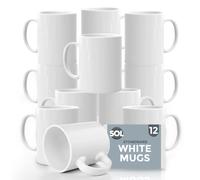 White Mugs Set of 12 100% Lead and Cadmium Free Stoneware Mug Set 11oz
