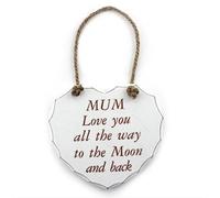 White "Mum, Love you all the way to the Moon and back" Shabby Chic Hanging Plaque