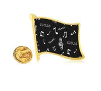 White Music Lyrics And Notes Black Golden Metal Flag Lapel Pin Badge
