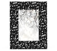 White Music Notes Black Background 8x10 Picture Frames Solid Wood High Definition Acrylic Photo Frame Fits to 8x10 inch Photos, Wall Mounting Picture Frame for Tabletop or Wall Display Home Decor