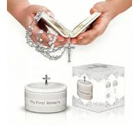 White My First Rosary and Keepsake Box, Blessed Baptism Gifts for Girl or Boys, Stunning First Communion Gifts for Girls or Blessed Christening Gift for Boys, Rosary Beads and Catholic Gift Box