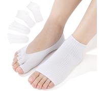 White Nail Lamp Foot Covers No Show 2pcs for Gel Pedicures, Cloth | Home Use and Salon Wear, Quick Slip-on Design, Flat Mouth Style, Reduces Irritation