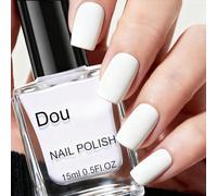 White Nail Polish - Matte Nail Varnish Quick Dry - Classic White Velvet Texture Pure Color Nail Paint - Long Lasting High Pigmented Chip Resistant No Need UV for DIY Manicure Decoration 15ML