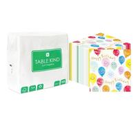 White Napkins 100pk & Happy Birthday Napkins 100pk Disposable Eco-Friendly Party Tableware Bundle