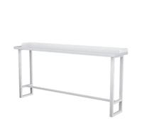 White Narrow Solid Wood High Top Table - Counter Height Bar Table with Sturdy Metal Base for Kitchen Living Room Dining Room & Coffee Shop (160x40x105cm) - Modern Design Space-Saving Perfect
