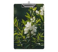 White Natural Greenery Twig Clipboard, A4 Acrylic Clipboard with Hanging Hole, Ultra-Light Clip Board - Holds 100 Sheets, Shatterproof Document Holder for Office, 12.5" X 8.5"