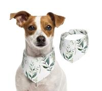 White Natural Greenery Twig Dog Bandanas,Summer Bandanas for Dogs Washable Adjustable Dog Triangle Scarf Bibs Cute Pet Bibs for Medium Large Dogs Puppy and Cats Large