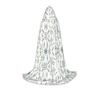 White Natural Greenery Twig Hooded Cape For Teenagers Witch Vampire Cosplay Party Halloween Christmas Printed Long Cloak