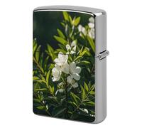 White Natural Greenery Twig Lighter Case Metal Protective Cover with Double-Sided Art Design, Cool Lighters Pouch Shockproof Lighter Cover for Men Women Gifts, Lighters Not Included