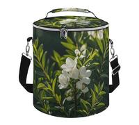 White Natural Greenery Twig Lunch Bag, 15L Portable Leakproof Picnic Basket with Shoulder Strap, Insulated Picnic Cooler Bag for Camping, Beach, Hiking & Groceries