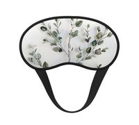 White Natural Greenery Twig Print Blackout Sleep Mask for Women & Men, Zero Eye Pressure Eye Mask for Travel and All - Around Sleep