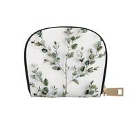 White Natural Greenery Twig Print Coin Purse Wallet for Men&Women, Cute Leather Credit Card Holder Zipper Mini Pouch Change Purses, White, One Size, Coin Purse