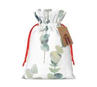 White Natural Greenery Twig Print Gift Reusable Drawstring Decor Bags Festive Birthday Party Favors Pouchesor