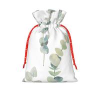 White Natural Greenery Twig Print Gift Reusable Drawstring Decor Bags Festive Birthday Party Favors Pouchesor