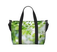 White Natural Greenery Twig print Gym Bag for Women, Weekender Overnight Bag,Personal Item Bag, shoulder Bag for Women Men, Black, One Size