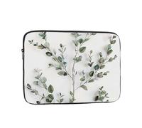 White Natural Greenery Twig Print Laptop Sleeve, Compact Portable Protection for 13 inch Devices, Pad Tablet, Work, Travel & Office Use