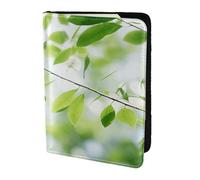 White Natural Greenery Twig print Leather Card Case Travel Accessories Passport Holder Cover Wallet for Women Men, Black, One Size