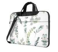 White Natural Greenery Twig Print Ultra Slim Laptop Bag Lightweight Oxford Cloth Shoulder Case Portable Computer Briefcase