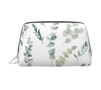 White Natural Greenery Twig Printed Cosmetic Organizer, Shockproof Beauty Case Featuring Wide Zipper Opening for Travel