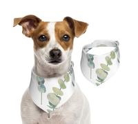 White Natural Greenery Twig Printed,Dog Bandanas Cotton Pet Scarf Adjustable Bibs for Pet,S