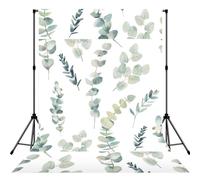 White Natural Greenery Twig Printed Photo Background, Seamless Matte Fabric for Shoots, Professional Studio Wall Banner