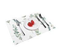 White Natural Greenery Twig Printed Placemats Set of 4 PCS Washable Placemat for Kitchen Table Heat-resistant Table Mats 45x30 CM
