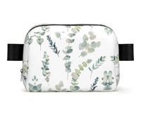 White Natural Greenery Twig Printed, Travel Bum Bag Square Waist Bag Casual Chest Bag Fanny Pack for Men Women