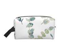 White Natural Greenery Twig PrintedMakeup Trave Bag for Women,Cosmetic Large Capacity Organizer