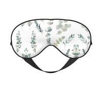 White Natural Greenery Twig Printing Reversible Design Sleep Mask, Ideal for Camping, Meditation & Shifts, Snug Fit,No Light Leakage