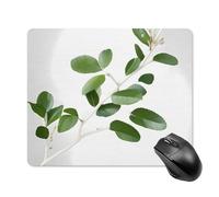 White Natural Greenery Twig Square Mouse Pad Portable Computer Mousepad with Non-Slip Rubber Base 18 * 22cm Ultra-Thin Gaming Mouse Mat for Computer Laptop Office Desk Accessories