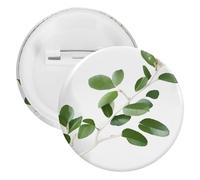 White Natural Greenery Twig Tinplate Badge Personalized Round Brooch Large Craft Button Suitable for Teachers, Nurses, Doctors, Staff, Party Gift Accessories, 20pcs, Plastic, plastics