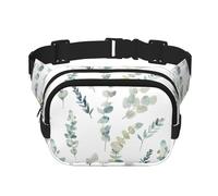White Natural Greenery Twig Unisex Adjustable Waist Square Double Layer Waist Pack for Outdoor Activities Travelling Running Hiking