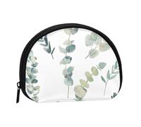 White Natural Greenery Twig, Women's Storage Bag Shell Makeup Bag Small Coin Purse Shell Change Pouch
