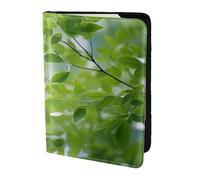 White Natural Greenery Twig1 print Leather Card Case Travel Accessories Passport Holder Cover Wallet for Women Men, Black, One Size