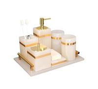 White Natural Marble Bathroom Accessories Gold Luxury Soap Dispenser Cotton Swab Holder Toothbrush Holder Bathroom Set(Tissue box)
