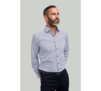 White & Navy Geometric Print Cotton Shirt Double Two White 17 in